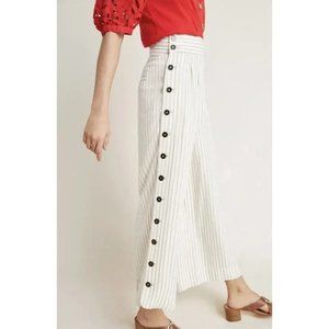 Anthropologie White Striped Wide Leg Pants